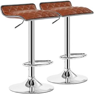 vecelo adjustable bar stools, bar height stools for kitchen counter, bar stools set of 2, brown