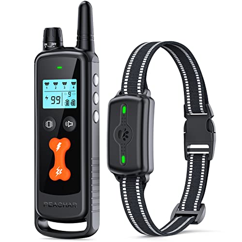 Dog Shock Collar, PEACHAR Dog Training Collar with 2300Ft Remote, Electric Shock Collar with Beep Vibration Shock and Security Lock Mode Waterproof Rechargeable Shock Collar for Small Large Medium Dog