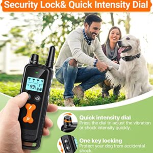 Dog Shock Collar, PEACHAR Dog Training Collar with 2300Ft Remote, Electric Shock Collar with Beep Vibration Shock and Security Lock Mode Waterproof Rechargeable Shock Collar for Small Large Medium Dog