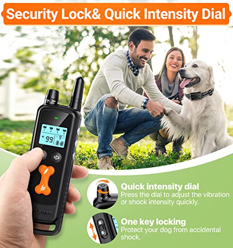 Dog Shock Collar, PEACHAR Dog Training Collar with 2300Ft Remote, Electric Shock Collar with Beep Vibration Shock and Security Lock Mode Waterproof Rechargeable Shock Collar for Small Large Medium Dog