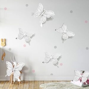 12 Pcs Large Butterfly Party Decoration Paper Butterfly in 2 Different Size 3D Butterfly Wall Decor Set Giant Butterfly for Birthday Baby Shower Nursery Girl Bedroom Wedding (Silver)