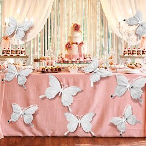 12 Pcs Large Butterfly Party Decoration Paper Butterfly in 2 Different Size 3D Butterfly Wall Decor Set Giant Butterfly for Birthday Baby Shower Nursery Girl Bedroom Wedding (Silver)