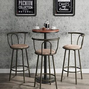 oiiokuku Bar Stools Set of 3,Counter Height Stools with Back,360 Degree Swivel Barstools,Kitchen Bar Chairs with Sturdy Steel Frame and Upholstered,for Dining Room, Bar,Coffee Shops,Black