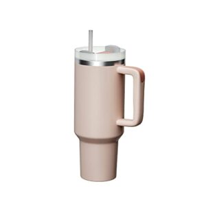 kisskind tumbler with handle 40 oz travel mug straw covers cup with lid insulated quencher stainless steel water iced tea coffee gift rose