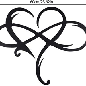 AOOLVY Infinity Heart Wall Decor, Unique Infinity Heart Metal Art Wall Decor Love Sign Steel Wall Plaques Bedroom Ornaments for Home Wedding Decor, Room Living Room Decoration (Black, 23.6x20.6inch)