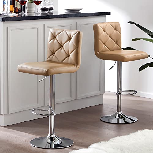 NicBex Adjustable Bar Stools Swivel Barstools, Modern PU Leather Dining Room Kitchen Island Counter Bar Stools Set of 2