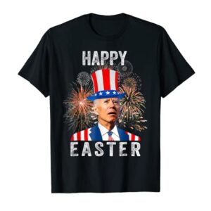 Happy Easter Fireworks American Flag Joe Biden 4th Of July T-Shirt