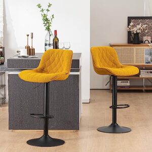 kidol & shellder bar stools barstools for kitchen island counter stools swivel height bar stool bar chair adjustable soft thicked teddy velvet 3 mins quick assembly lold up to 300 lbs(1 piece,yellow)