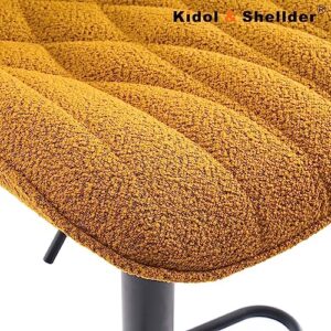 Kidol & Shellder Bar Stools Barstools for Kitchen Island Counter Stools Swivel Height Bar Stool Bar Chair Adjustable Soft Thicked Teddy Velvet 3 Mins Quick Assembly Lold up to 300 lbs(1 Piece,Yellow)