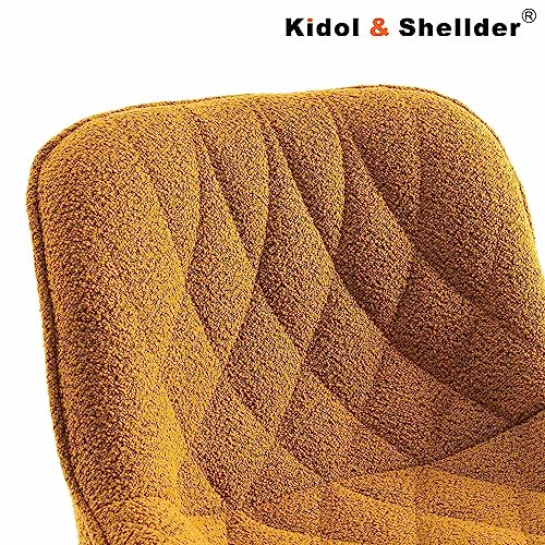 Kidol & Shellder Bar Stools Barstools for Kitchen Island Counter Stools Swivel Height Bar Stool Bar Chair Adjustable Soft Thicked Teddy Velvet 3 Mins Quick Assembly Lold up to 300 lbs(1 Piece,Yellow)