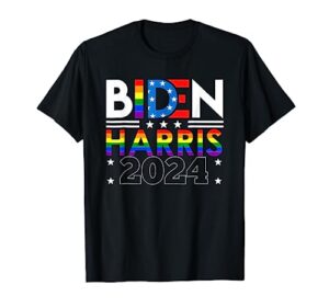 biden harris 2024 rainbow flag gay pride lgbt democrat t-shirt