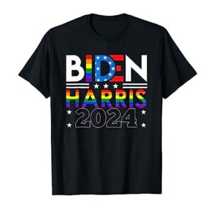 Biden Harris 2024 Rainbow Flag Gay Pride LGBT Democrat T-Shirt