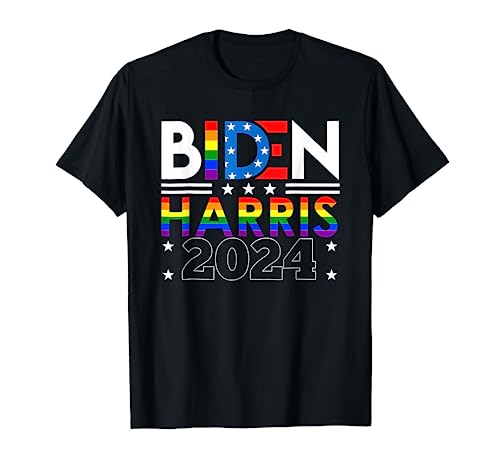 Biden Harris 2024 Rainbow Flag Gay Pride LGBT Democrat T-Shirt