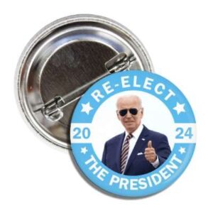 re-elect president joe biden 2024 button badge pin finish the job
