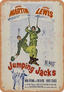 10 x 14 metal sign - jumping jacks (1952) - vintage rusty look