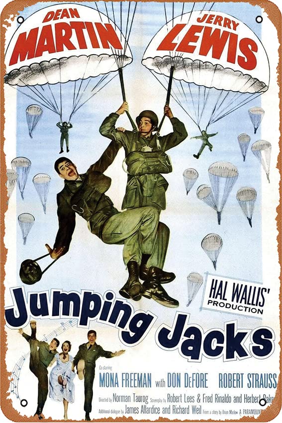 Jumping Jacks Film Movie Poster Retro Metal Tin Sign Wall Home Wall Art Metal Tin Sign,cave,bar,Club, Metal Tin Sign 8x12 Inches