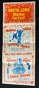 movie poster: jumping jacks/sailor beware original insert movie poster - 1957- martin & lewis