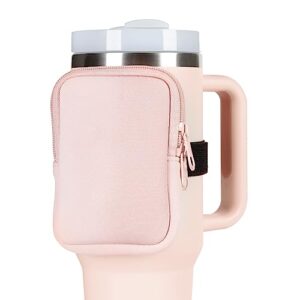 towsnails water bottle pouch for stanley quencher adventure 20-40oz, gym tumbler accessories for women men for running, workout water bottle handheld caddy compatible with stanley tumbler-pink