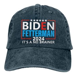 biden fetterman 2024 it's a no brainer cap biden fetterman political humor hat for women funny 2024 hat for men father gift navy blue