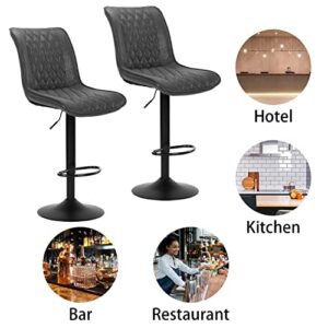 Wolmics bar stools Set of 2, Height Adjustable Counter Height bar stools with Thicken Cushion and Back,Vintage Leather Modern bar Chairs for Home and Kitchen Counter