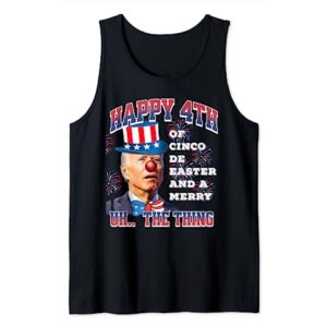 Biden Merry 4th The Thing Confused Joe Biden 4th of July Tank Top