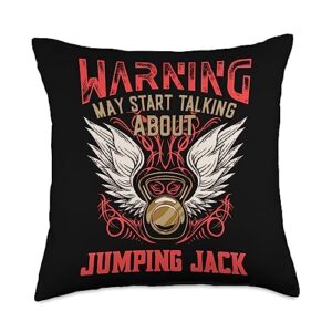 Witty Bodybuilding Exercise Healthy Lifting Jumping Jack Funny Workout Humor Gym Fitness Health Throw Pillow, 18x18, Multicolor