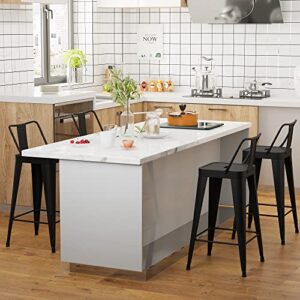 WENTMENT Metal Bar Stools Set of 4 Counter Height Bar Stools Barstools with Removable Back 24" Kitchen Bar Stools, Black