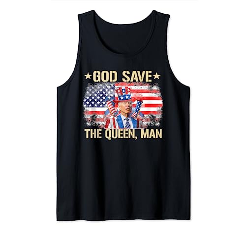 God save the Queen, Man 4th of July Funny Joe Biden Meme Tank Top