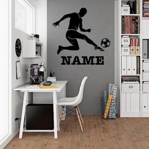 personalized soccer player wall decal - perfect sports decor for boys bedroom or soccer room - soccer wall stickers and decals for customized soccer wall decor and football fans