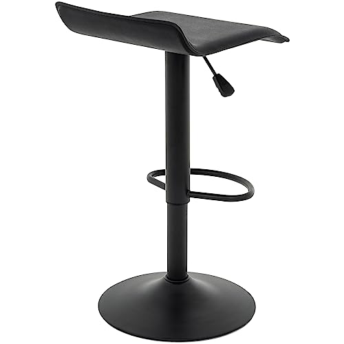 Vogue Furniture Direct Adjustable Bar Stools Set of 2, Modern Swivel PU Leather Airlift Barstools, Backless Kitchen Counter Height Bar Chair for Dining Room (Black, Black Base)