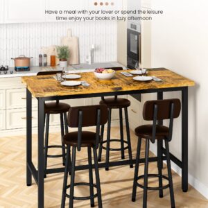 DKLGG Bar Stools, Set of 4 Bar Chairs, Tall Bar Stools with Backrest, PU Upholstered Breakfast Stools Armless Dining Chairs for Kitchen Island Pub Living Room