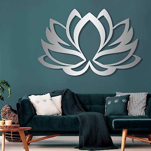 Metal Lotus Flower Wall Art, Metal Lotus, Lotus Metal Wall Art, Metal Lotus Flower Decor, Metal Flowers Wall Decor, Metal Wall Art, Home Decor Modern, Home Decor Wall Art (Silver, 18"W x 12"H / 46x31cm)