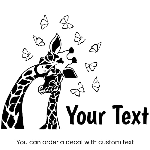 Mom Giraffe with Kid Drawing Name Amelia Wall Decor - Lovely Giraffe Family Picture Baby Name Wall Decals - Two Giraffes Parent with Kid Name Stickers for Wall