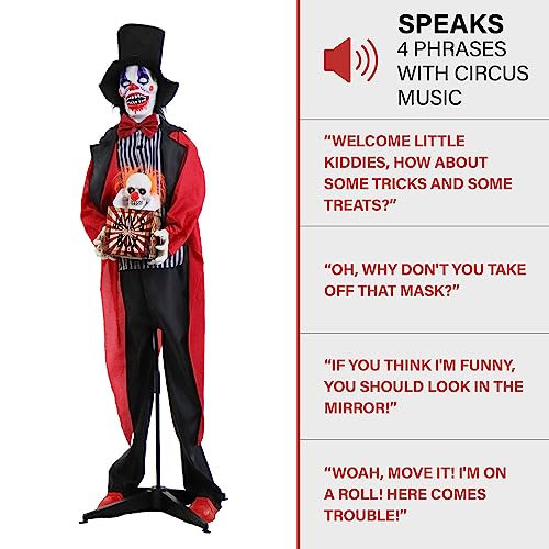 Haunted Hill Farm Billy Barker The Standing Clown and Animatronic Jumping Jack The Talking Skull Clown in a Box for Battery Operated Scary Indoor or Covered Outdoor Halloween Decoration