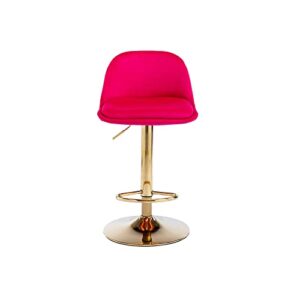 qqu modern bar stools 360°swivel velvet adjustable counter bar stool with arm, back and footrest modern upholstered, barstools for kitchen island, cafe, pub, bar counter (rose red)