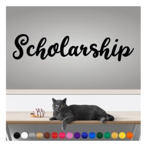 transform your walls with professional grade, outdoor weatherproof vinyl stickers - happy sunday - uv resistant, made in the usa! inspirational words: scholarship: 14 inch, satin silver