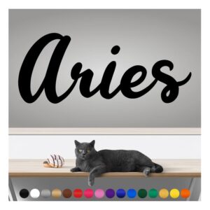 transform your walls with professional grade, outdoor weatherproof vinyl stickers - happy sunday - uv resistant, made in the usa! inspirational words: aries: 14 inch, satin silver