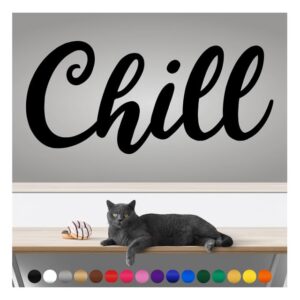 transform your walls with professional grade, outdoor weatherproof vinyl stickers - happy sunday - uv resistant, made in the usa! inspirational words: chill: 14 inch, satin silver