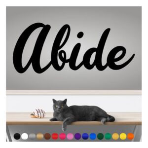 transform your walls with professional grade, outdoor weatherproof vinyl stickers - happy sunday - uv resistant, made in the usa! inspirational words: abide: 14 inch, satin silver
