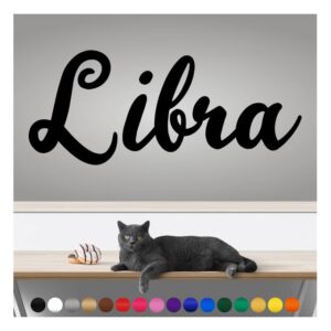 transform your walls with professional grade, outdoor weatherproof vinyl stickers - happy sunday - uv resistant, made in the usa! inspirational words: libra: 14 inch, satin silver