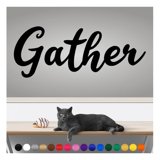 Transform Your Walls with Professional Grade, Outdoor Weatherproof Vinyl Stickers - Happy Sunday - UV Resistant, Made in The USA! Inspirational Words: Gather: 14 Inch, Satin Silver