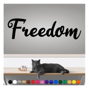 transform your walls with professional grade, outdoor weatherproof vinyl stickers - happy sunday - uv resistant, made in the usa! inspirational words: freedom: 14 inch, satin silver