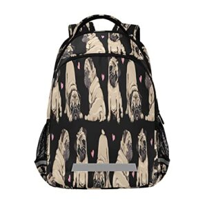 alaza cute pug dog print animal heart backpack for students boys girls school bag travel daypack