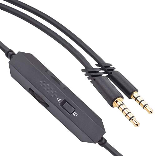 Alitutumao Replacement A10 A40 Cord Aux Cable with A&B Modes Inline Mute Volume Control and Mic Compatible with Astro A10 A40 A30 A50 Gaming Headsets to PC Mobile MixAmp PS4 and More