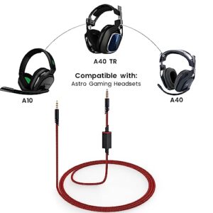 weishan A40 Cord Replacement for Astro A10 A40 TR Gaming Headsets, 3.5mm(1/8") Red Audio Cable with Inline Mic Mute Switch for PS5 PS4 Xbox, 6ft Long