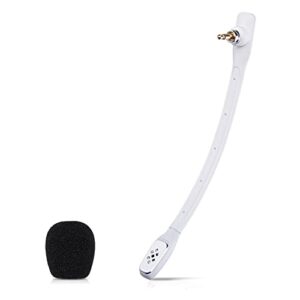 microphone replacement for astro a40 tr a40 gaming headset, detachable noise cancellation white mic with foam cover, works on ps5 ps4 xbox series x/s