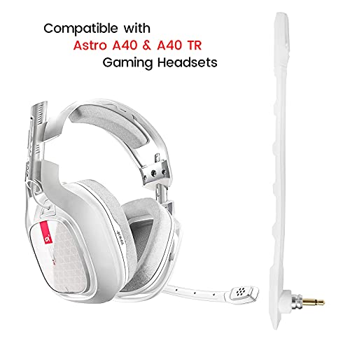 Microphone Replacement for Astro A40 TR A40 Gaming Headset, Detachable Noise Cancellation White Mic with Foam Cover, Works on PS5 PS4 Xbox Series X/S