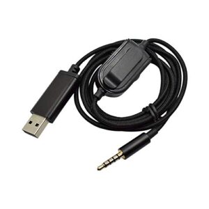 Koffmon 3.5mm to USB Replacement A40 Audio Cable Inline Mute Volume Control Nylon Braided Cord Virtual Surround Sound 7.1 Wire Compatible with Astro A10 A40 A30 A50 Gaming Headphones (Black)