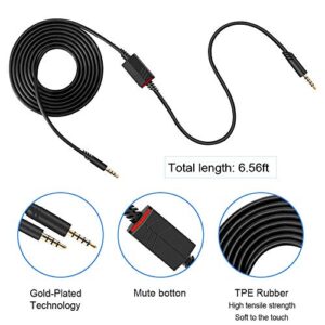 MQDITH 2.0M Replacement Audio Cable Compatible with Astro A40 A40TR Gaming Headset, Inline Mute Wire and No Volume Control Cord (TPE Cord)