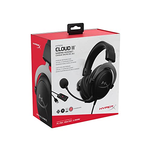 HyperX Cloud II Gaming Headset - 7.1 Surround Sound - Memory Foam Ear Pads - Durable Aluminum Frame - Works with PC, PS4, PS4 PRO, Xbox One, Xbox One S - Gun Metal (KHX-HSCP-GM)